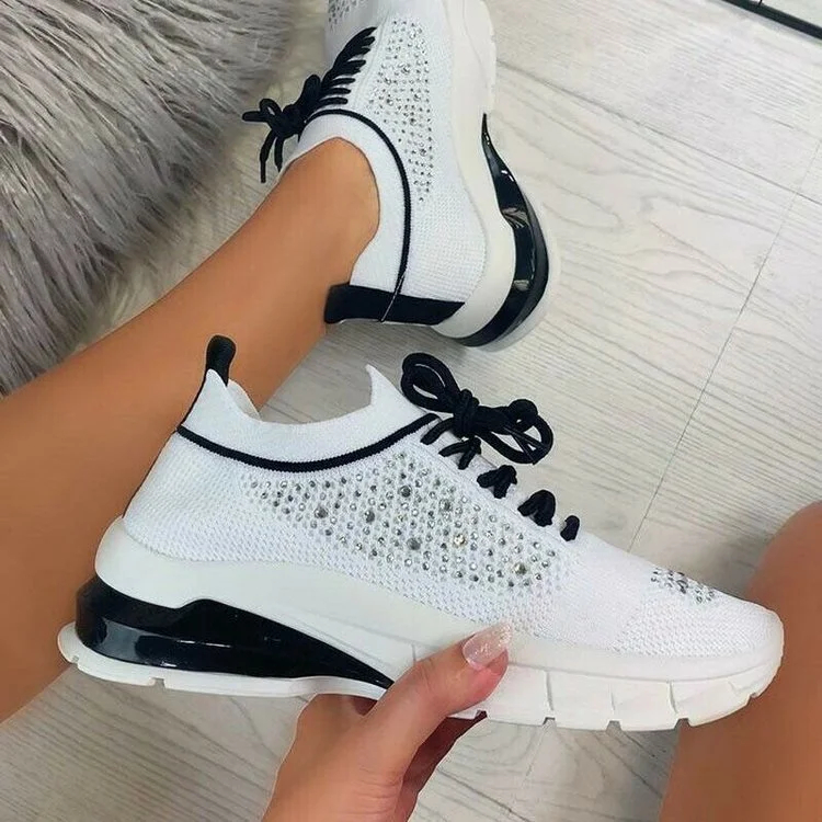 Women's Bling Slip On Comfortable Sneakers With Rhinestone