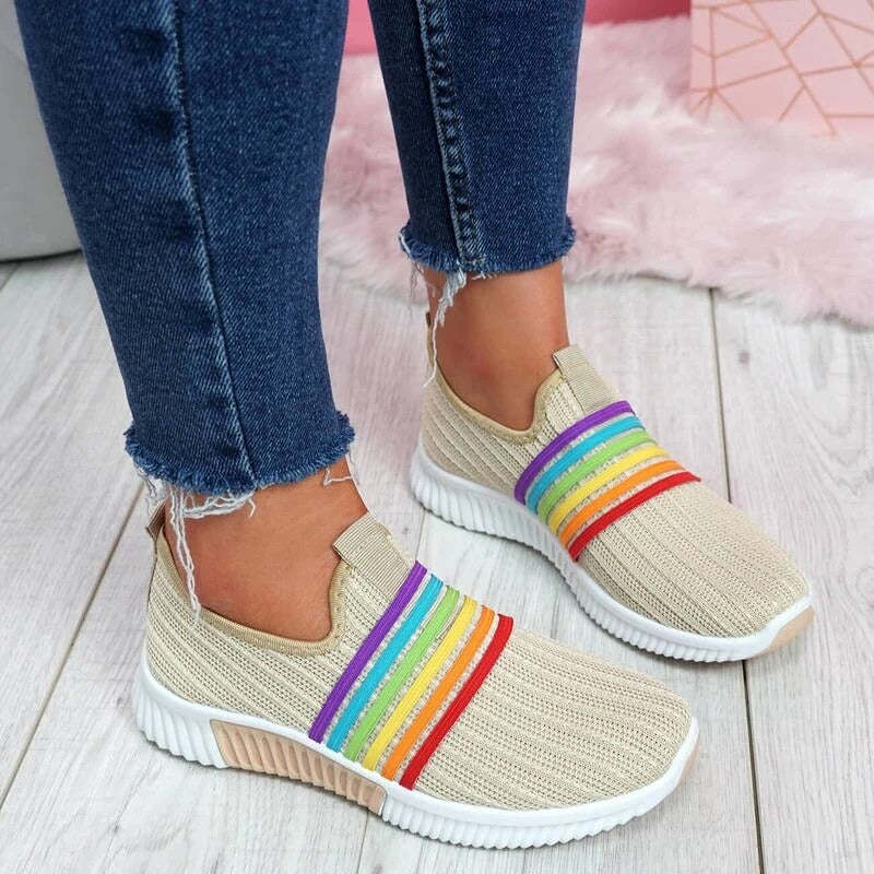 Comfortable Walking Orthopedic Shoes For Women Knitted Colorful Slip-on