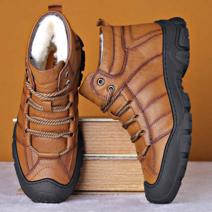 Waterproof Fur Lined Leather Boots for Men