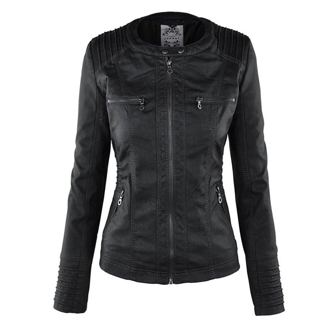 Vegan Leather Jacket With Detachable Hood