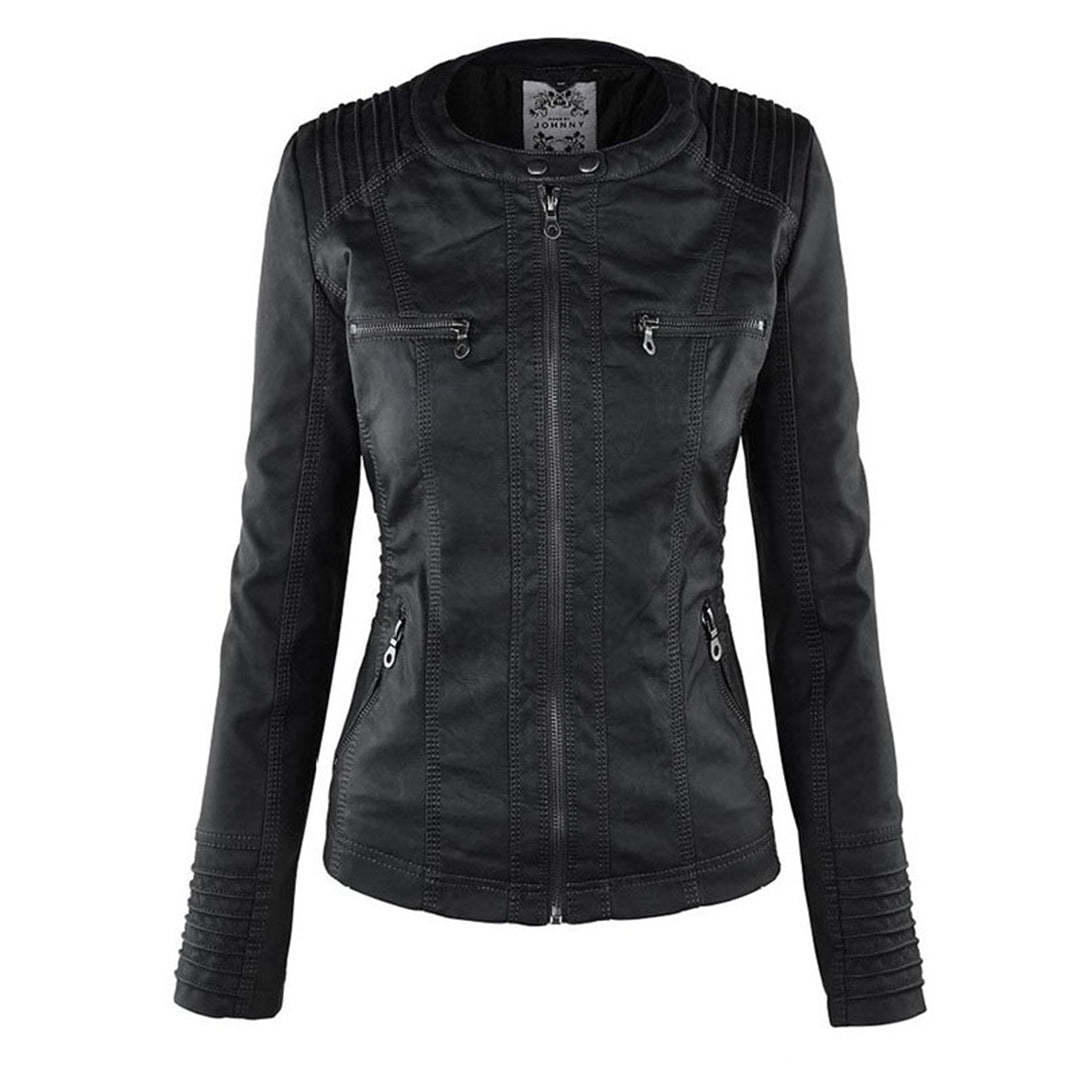 Vegan Leather Jacket With Detachable Hood
