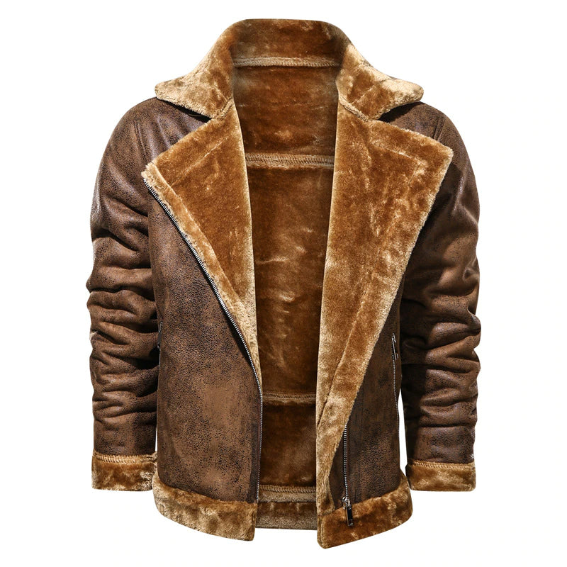 Leather Biker Jacket With Fleece Lining