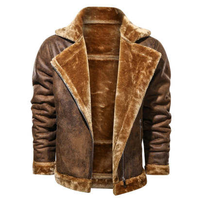 Leather Biker Jacket With Fleece Lining