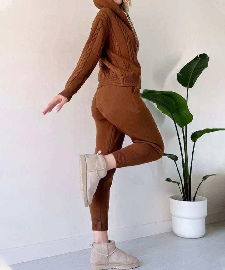 Two-piece set casual jacquard knit sweater