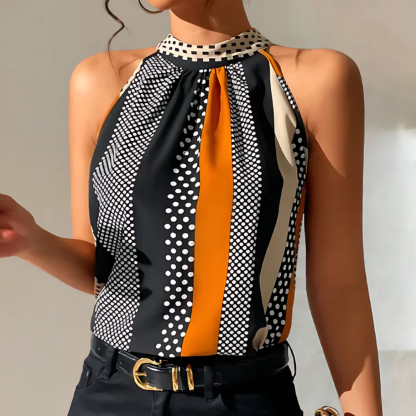 Trendy Sleeveless Polka Dot Strap Top