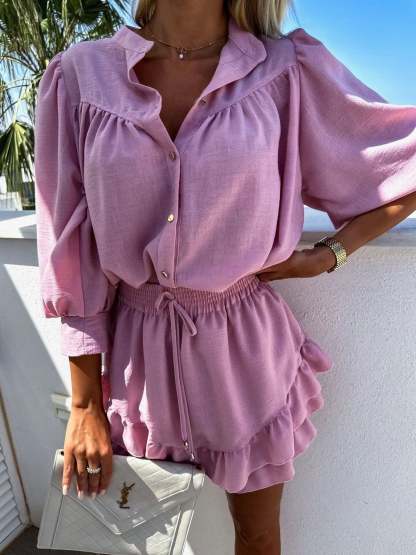 Chic Ruffled Shirt and Skirt set