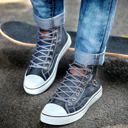 Women's High Top Canvas platform Sneaker Denim Shoes