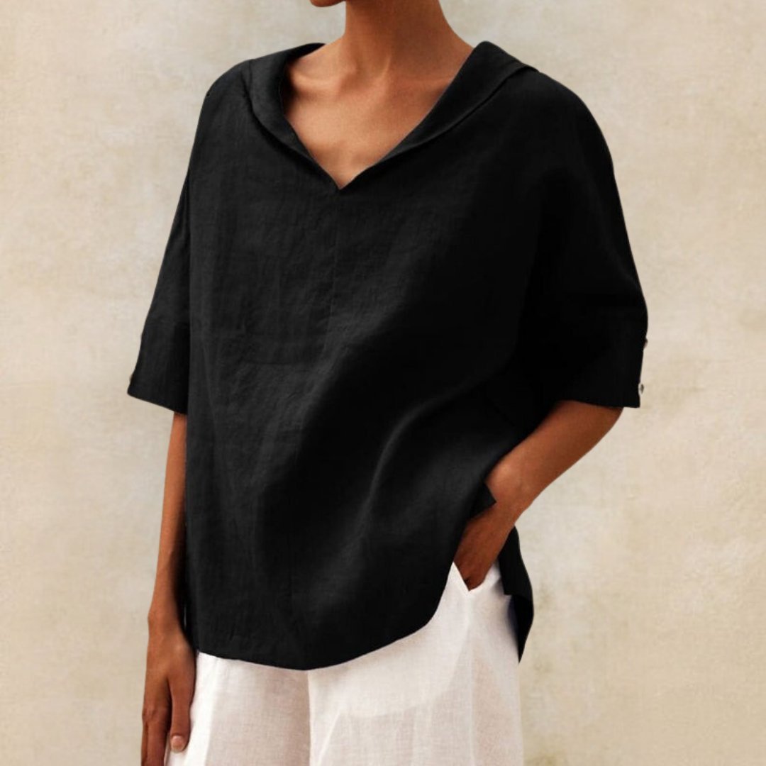 Women's V-Neck Casual Linen Shirt