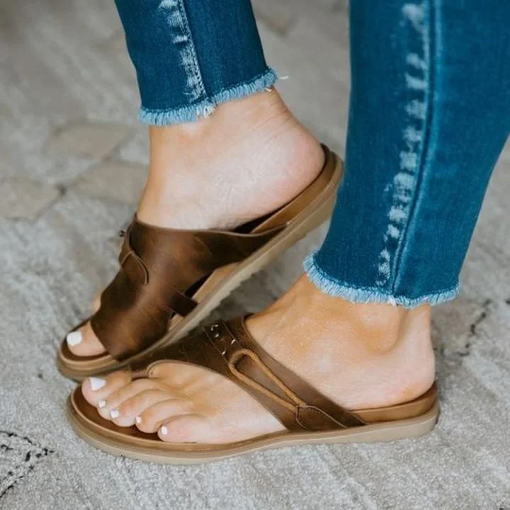 Leather Orthopedic Sandals Flip Flop Beach Summer Anti-slip