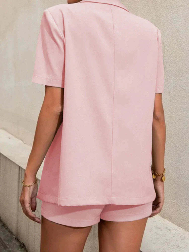 Short Sleeve Blazer And Shorts