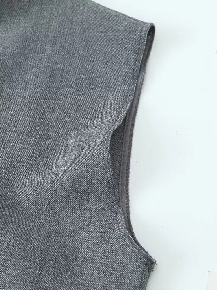 Elegant Charcoal Sleeve Sheath Dress