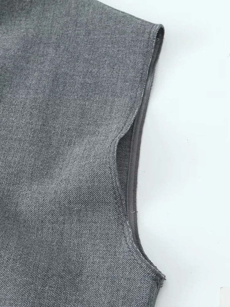 Elegant Charcoal Sleeve Sheath Dress