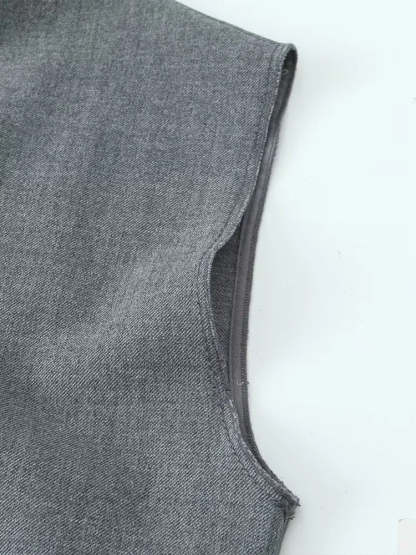 Elegant Charcoal Sleeve Sheath Dress
