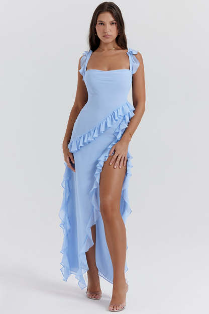 Ruffle Side Slit Party Dress
