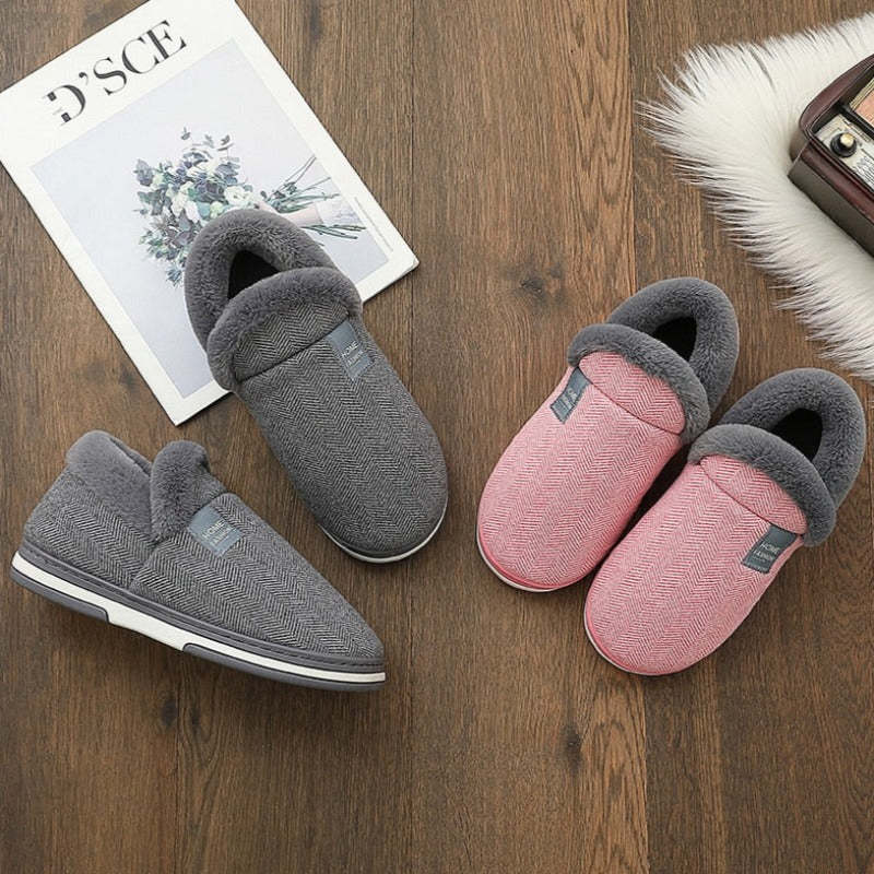 Women Cute Fur Slippers Heel Wrap Winter Footwear