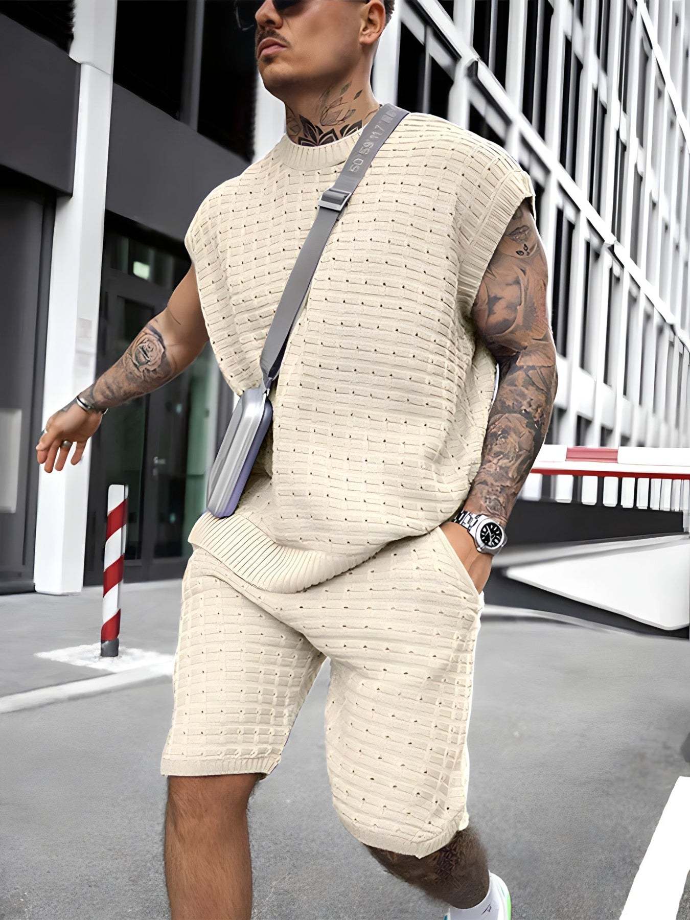 Sleeveless Knitted Men's Set