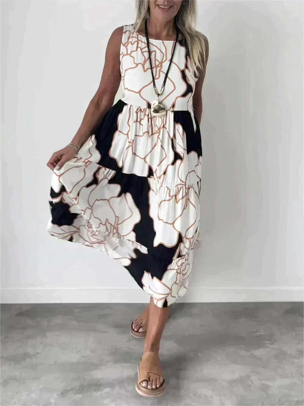 Patterned Midi Dress