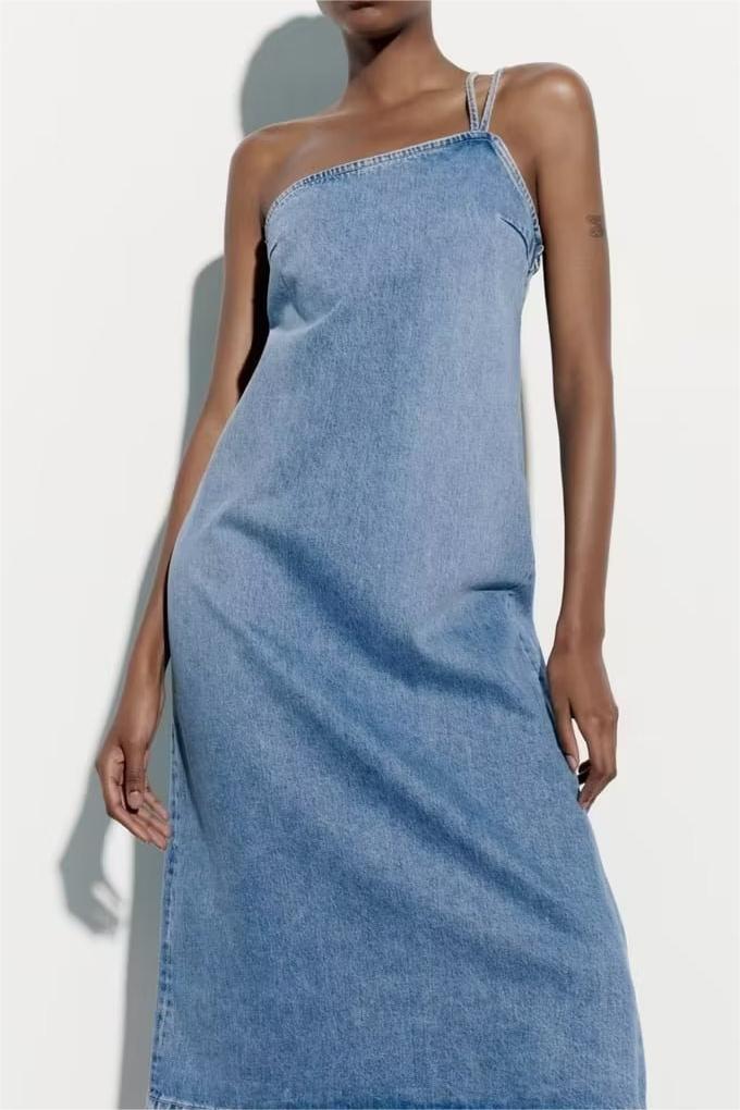Asymmetrical Denim Dress