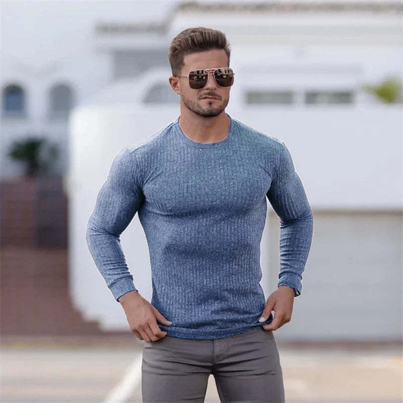 Muscle Fit Ribbed T-Shirt