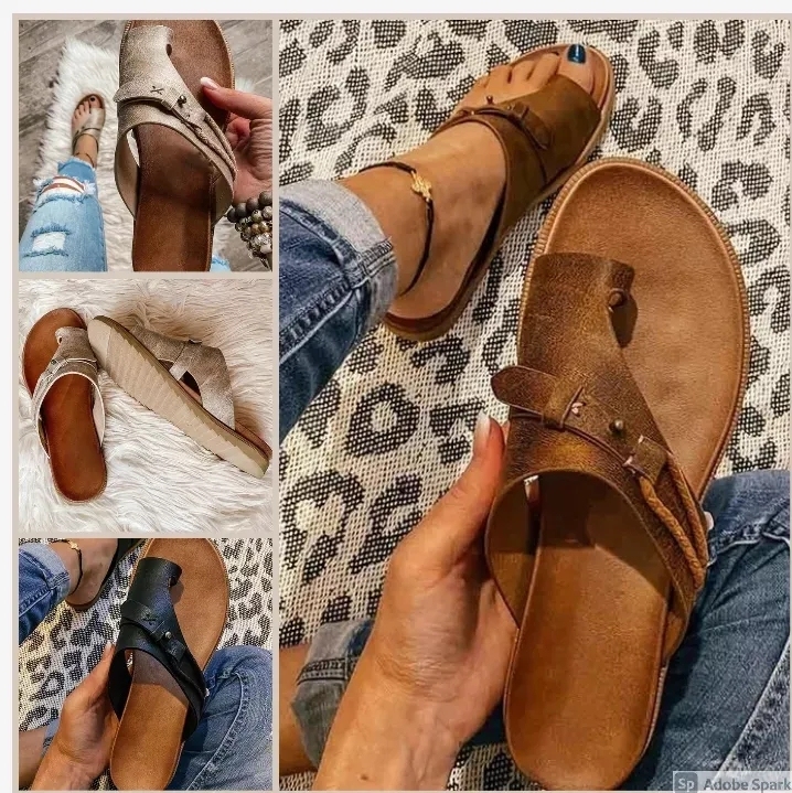 Leather Orthopedic Sandals Flip Flop Beach Summer Anti-slip