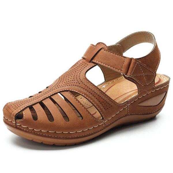 Womens Summer Hollow Closed Toe Wedge Casual Sandals
