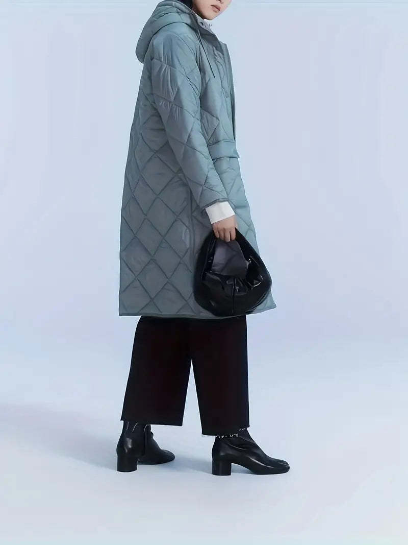 Light Blue Hooded Longline Puffer Coat