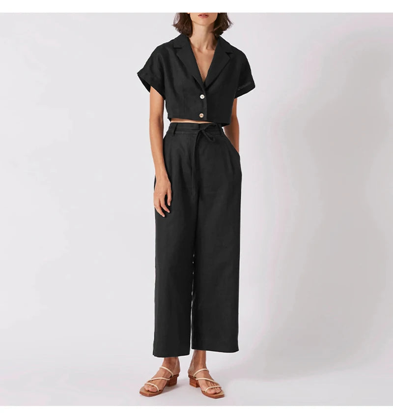 Linen Wide-Leg Trousers