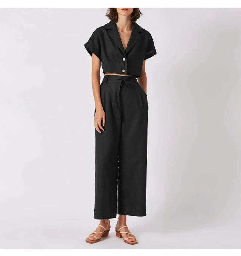 Linen Wide-Leg Trousers