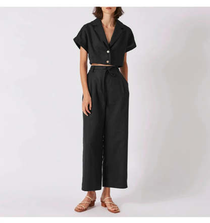 Linen Wide-Leg Trousers