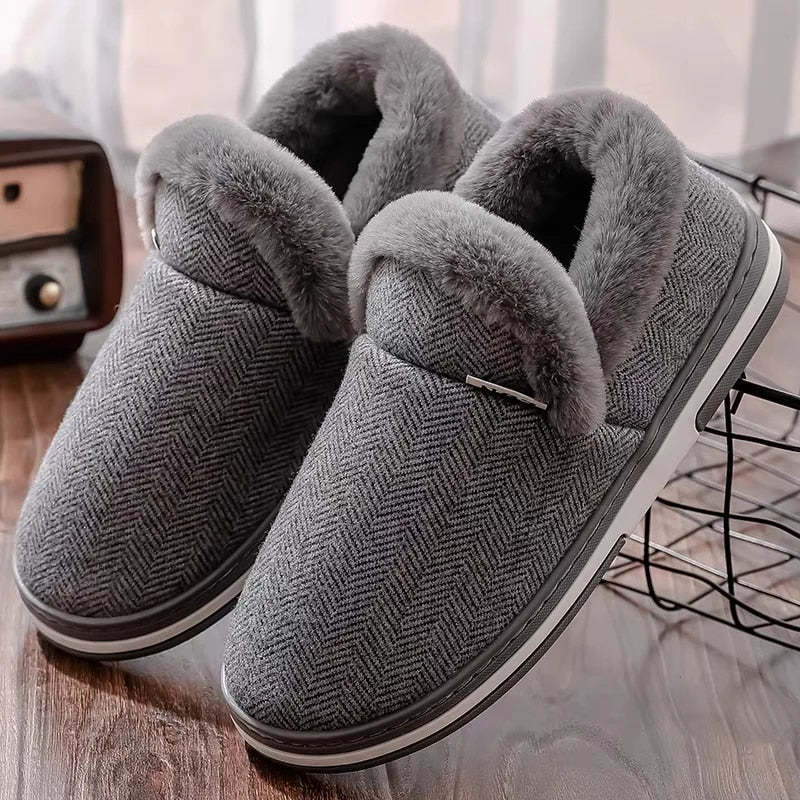 Women Cute Fur Slippers Heel Wrap Winter Footwear