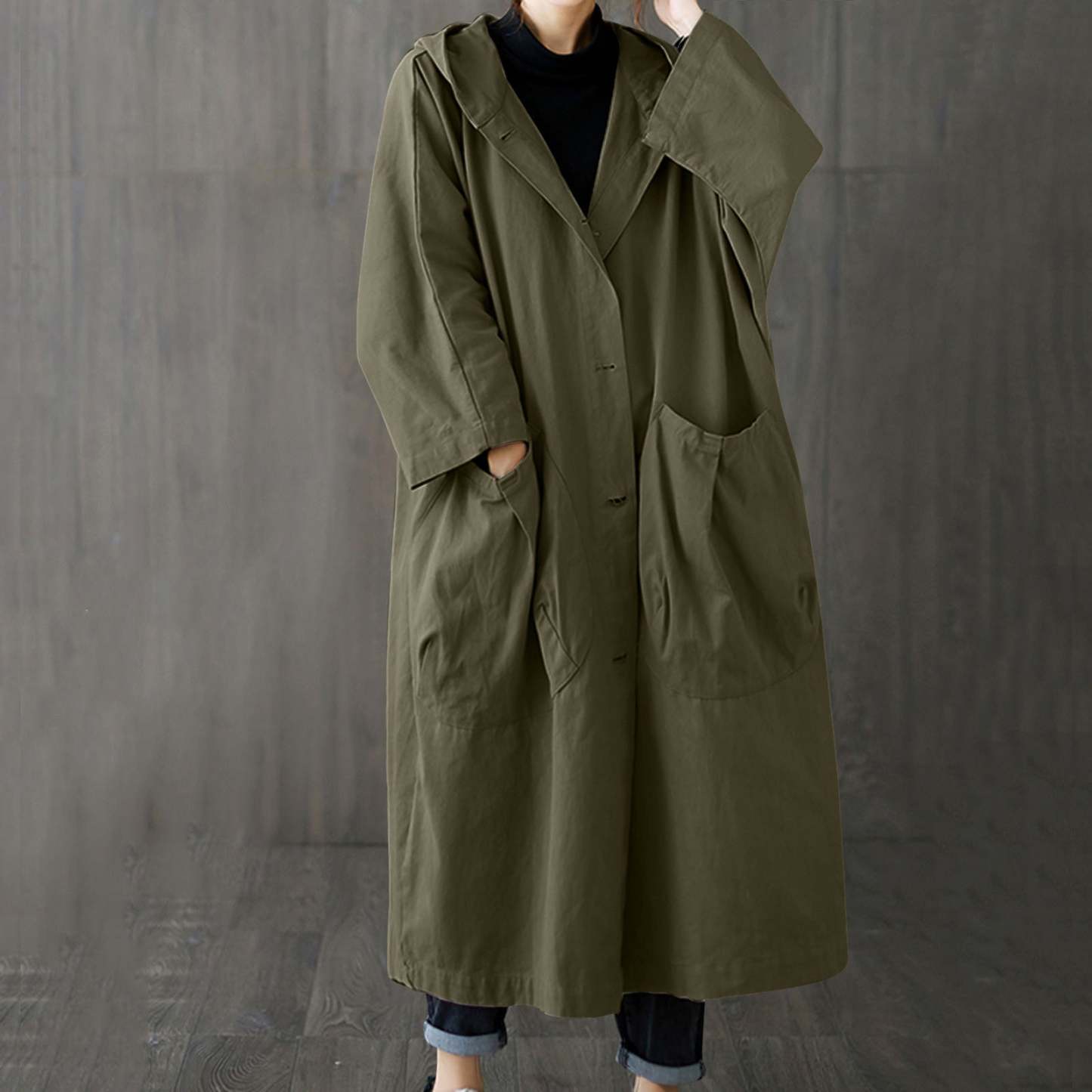 Windproof OverSized Trench Coat With Pockets