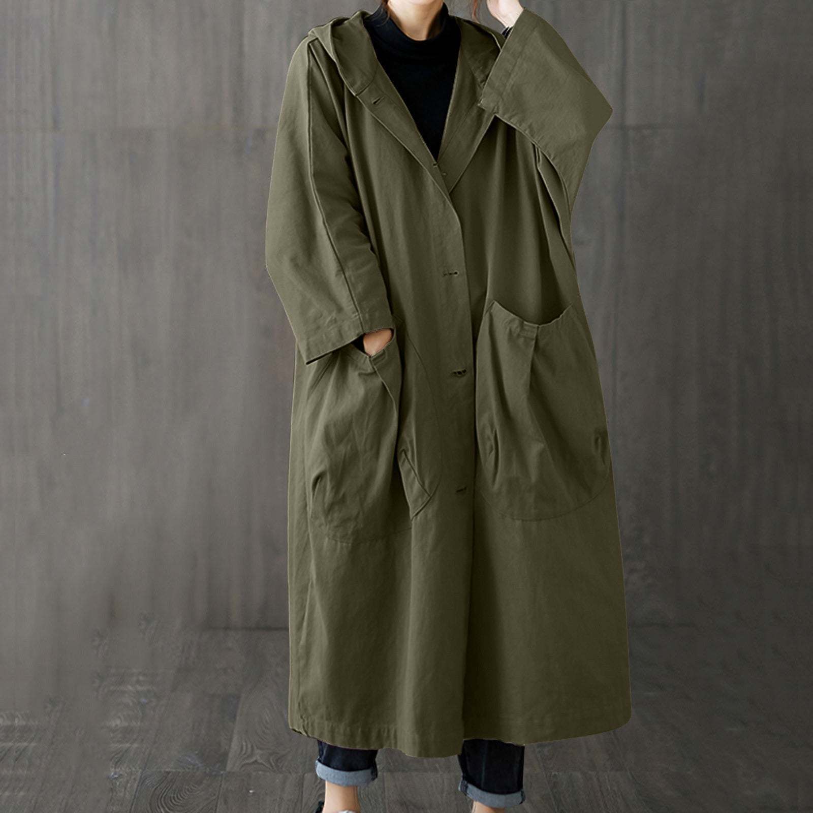 Windproof OverSized Trench Coat With Pockets