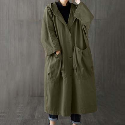 Windproof OverSized Trench Coat With Pockets
