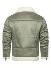 Bomber Jacket with Contrast Collar and Lining Sage Green