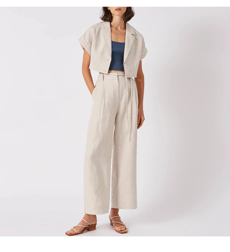 Linen Wide-Leg Trousers