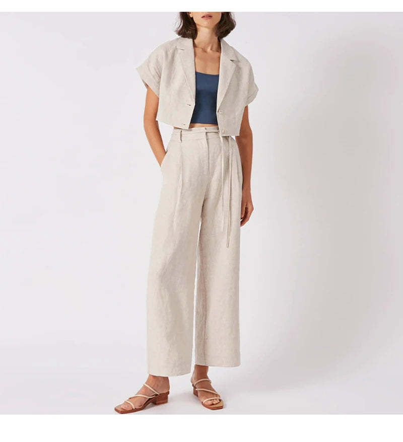 Linen Wide-Leg Trousers