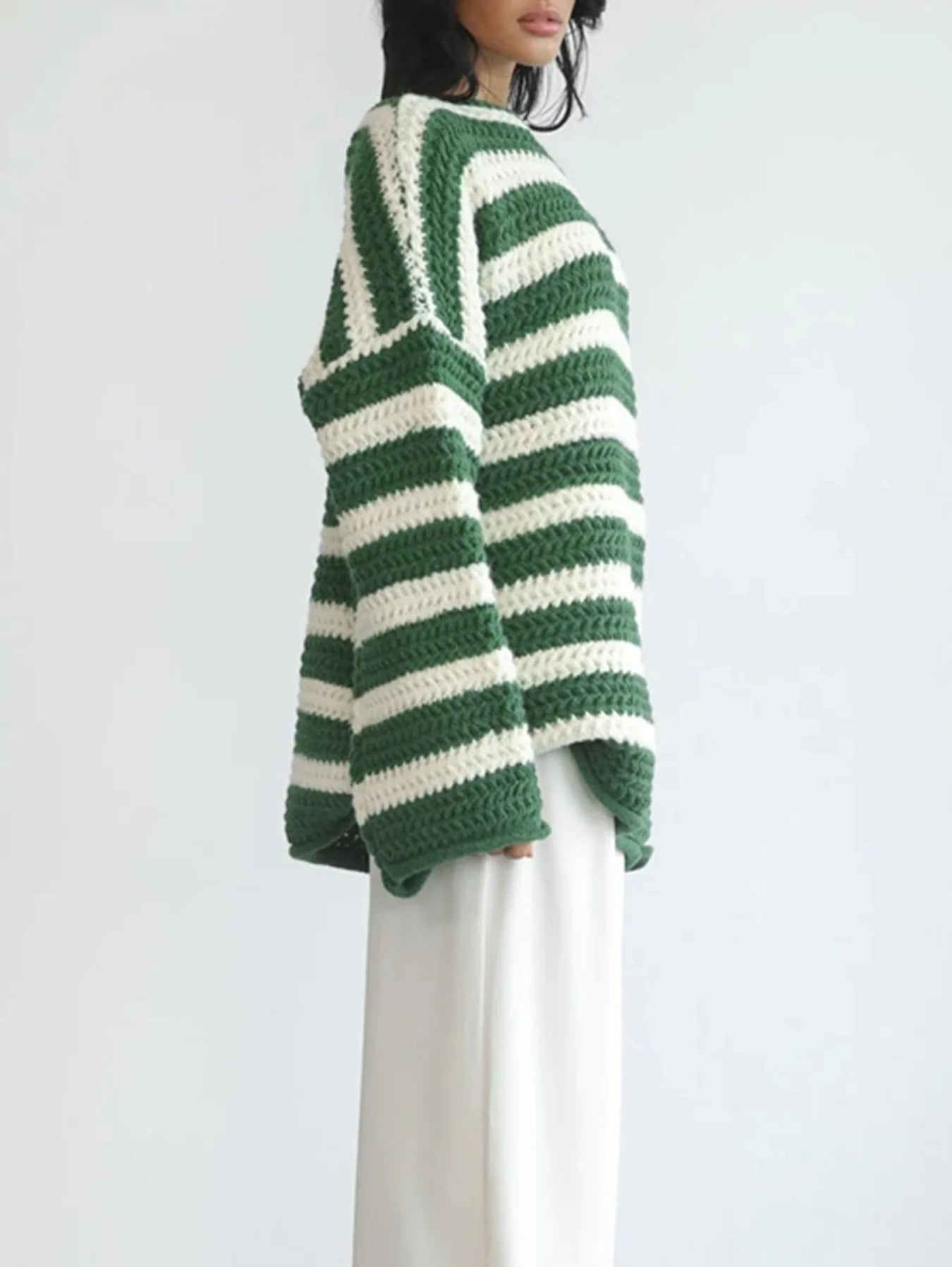 Striped Knit Pullover Sweater