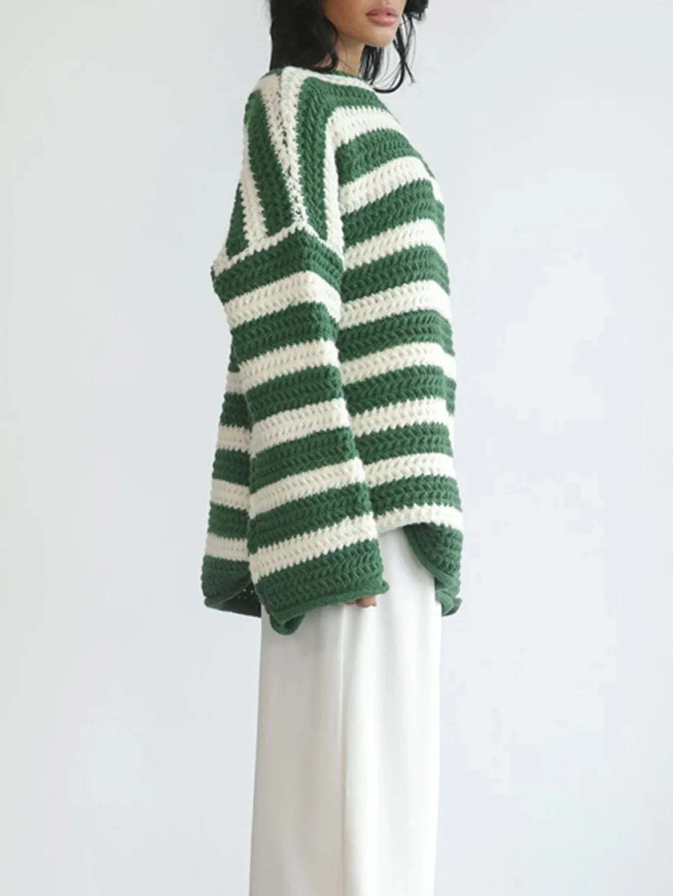 Striped Knit Pullover Sweater