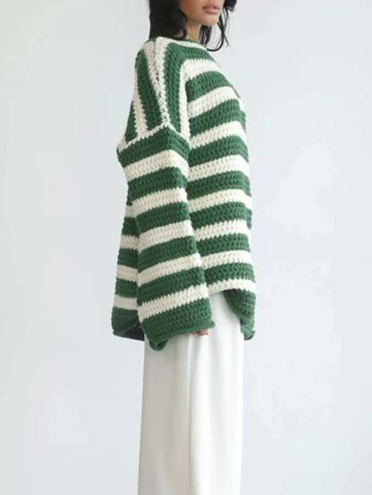 Striped Knit Pullover Sweater