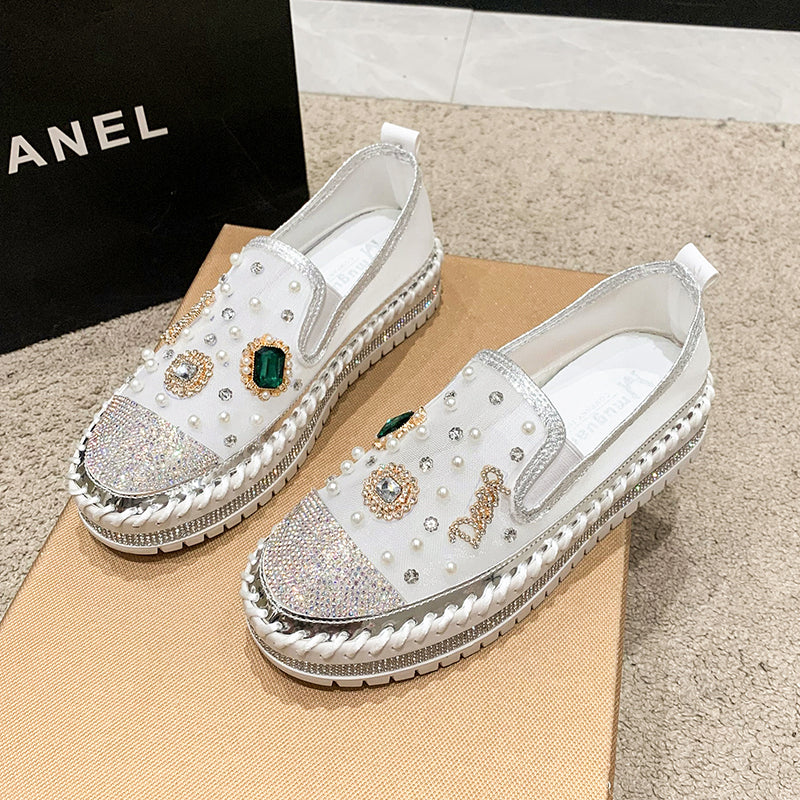 Belifi Flat Bottom Comfortable Rhinestone Shoes