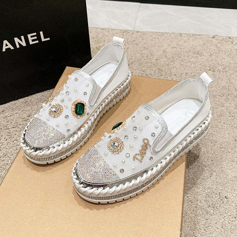 Belifi Flat Bottom Comfortable Rhinestone Shoes