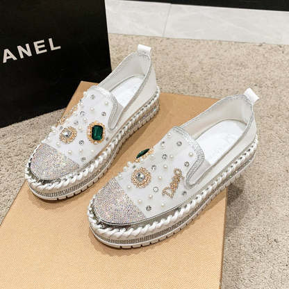 Belifi Flat Bottom Comfortable Rhinestone Shoes