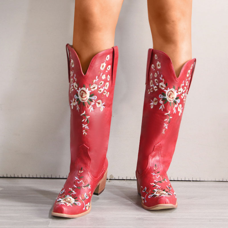 Women's Shyanne Maisie Floral Embroidered Western Leather Cowboy Boots