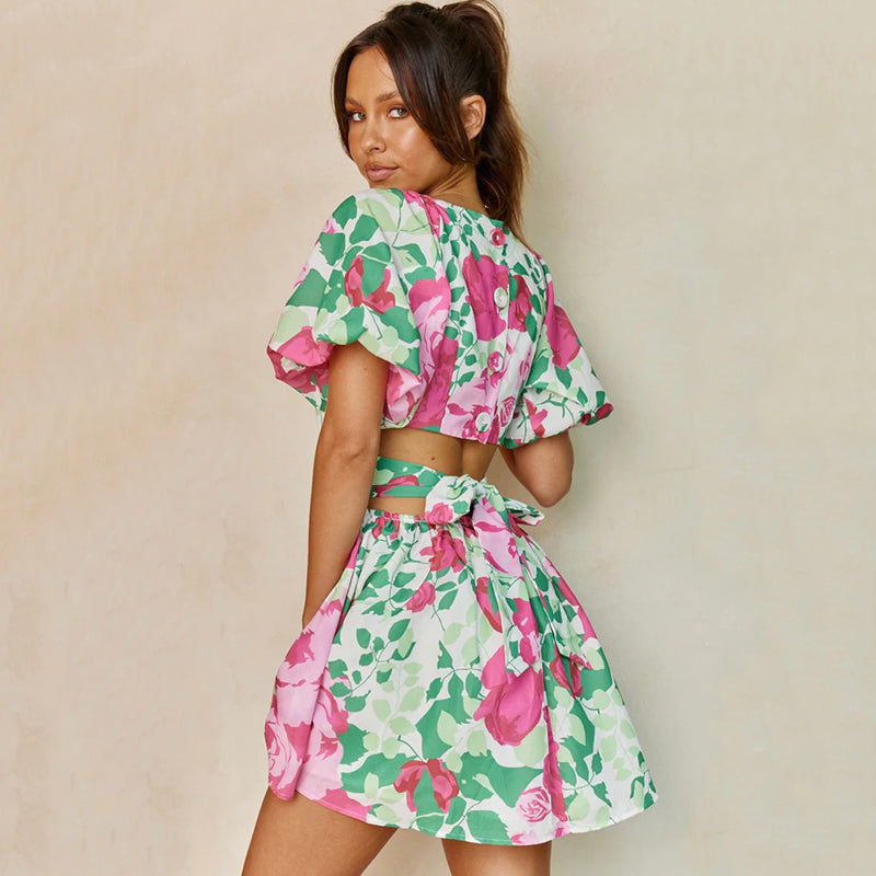 Floral V-Neck Wrap Dress