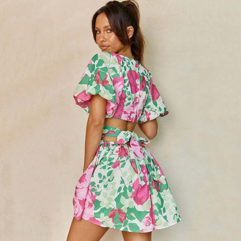 Floral V-Neck Wrap Dress