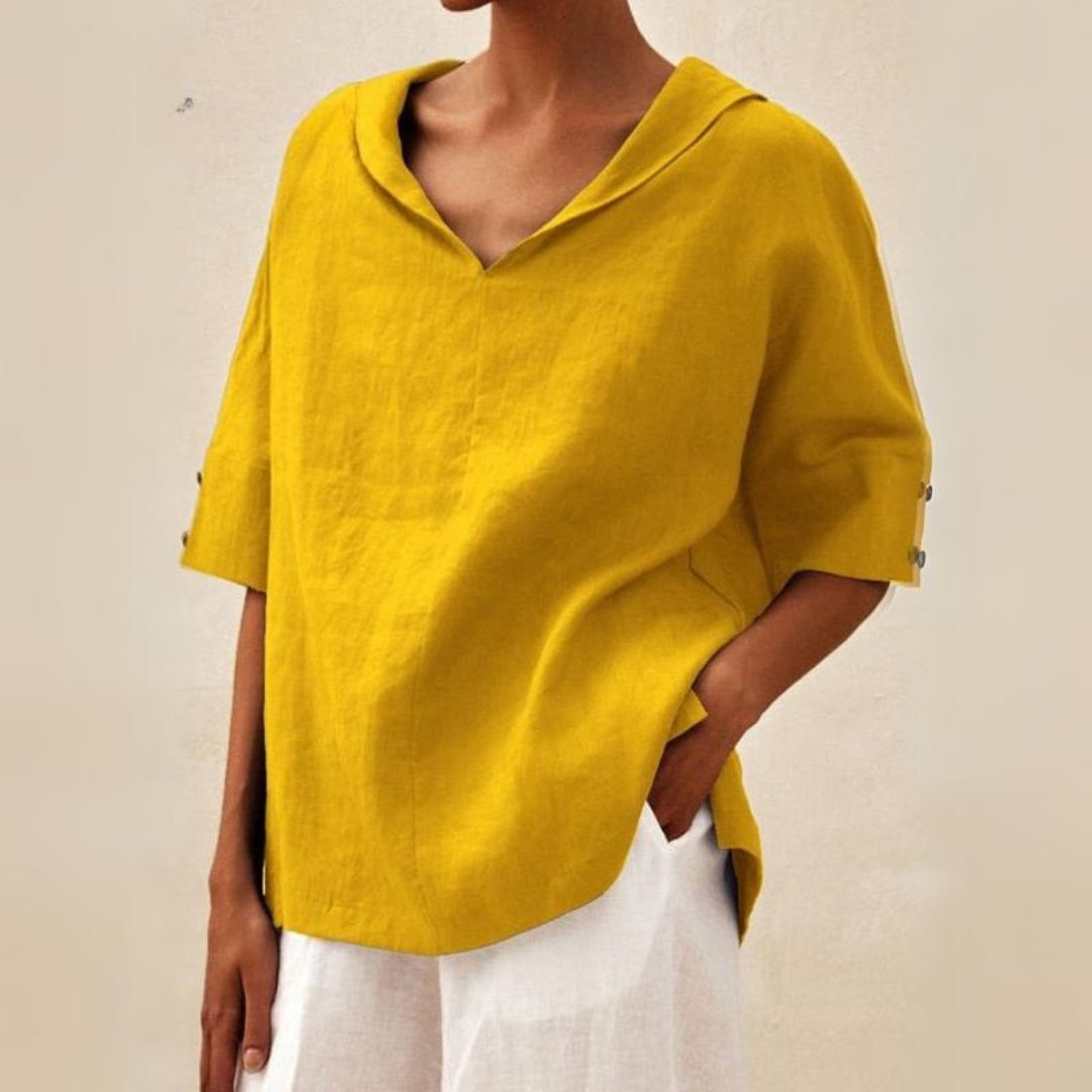 Women's V-Neck Casual Linen Shirt