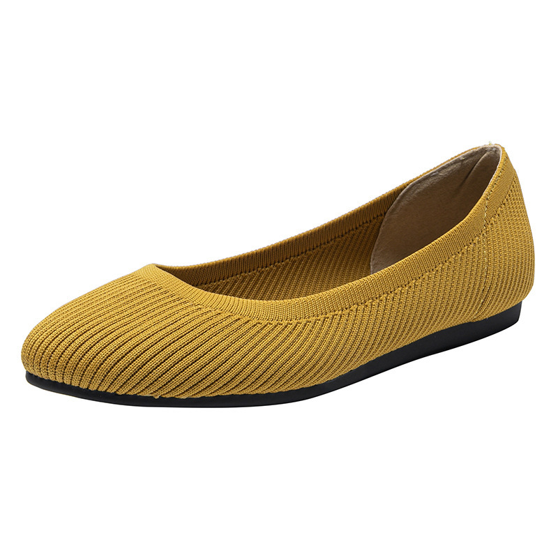 Comfort Pointed-Toe Breathable Knit Ballet Flat Shoes for Wide Feet and Bunion