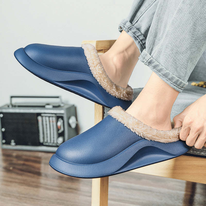 Waterproof Men Slippers Anti-slip Plush Home Footwear