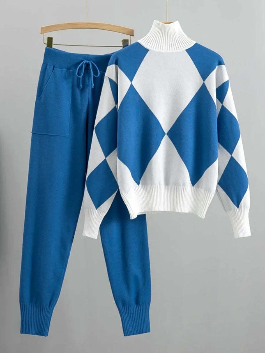 Knitted Two-Piece Set Geometric Print