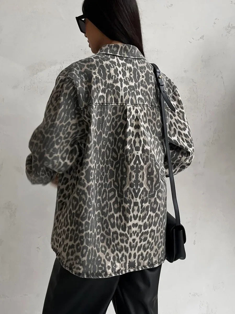 Leopard Print Denim Jacket